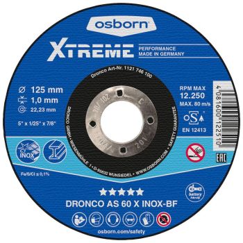 Cutting disc 125x1.0x22 AS60V X INOX XTREME OSBORN 1121746100