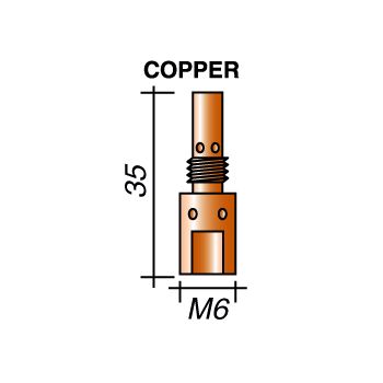 Gas diffuser EP25 M6x35 (60% 230A CO2-200A Mix) TRAFIMET ME0016