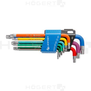 Ключи TORX T10-15-20-25-27-30-40-45-50 набор с цветовой кодировкой HT1W814 HÖGERT