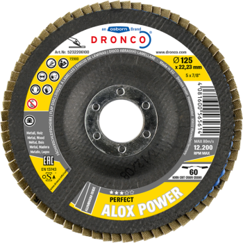 Flap disc 115x22 ALOX POWER 40 tapered DRONCO 5231204100