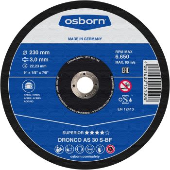 Cutting disc 230x3.0x22 AS30S superior OSBORN/DRONCO 1231115100