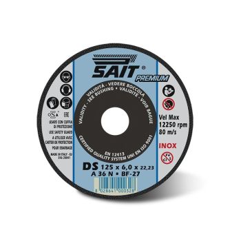 Обдирочный диск 125x 6.0x22 A36N inox PREMIUM-DS T27 SAIT 00032