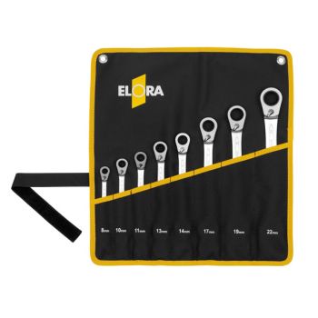Сombination spanners set with ring ratchet 8-22mm 8 pcs. No.204J-S8MT ELORA