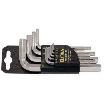Шестигранные ключи комплект 1.5-2-2.5-3-4-5-6-8-10-12mm 10шт. CrMoV No.159SK-10M ELORA