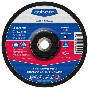 Обдирочный диск 115x 6.0x22 AS30S INOX supreme T42 OSBORN/DRONCO 3116540100