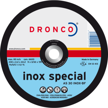 Cutting disc 115x2.5x22 AS30S INOX superior DRONCO 1111906100