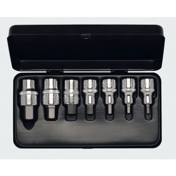 Socket set 6-kant screws 1/2"( 9 sockets 4-19) metal storage case No.770-INM ELORA
