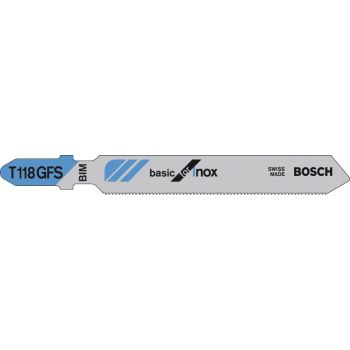 Пилки для лобзика T118GFS  92.0 mm BASIC FOR INOX 5tk/p BOSCH 2608636496