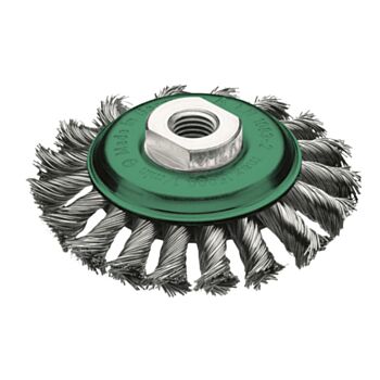 Bevel brush 115x15 M14x2 knotted stainless wire 0.5mm 472.857 LESSMANN