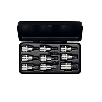 Padrunvõtmete komplekt 1/2" TORX otsak  9-osa 20-60 met. kohver No.770-TX ELORA