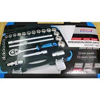 Padrunvõtmete komplekt 1/2"  6-kant 26-osa 8-32 plast.kohver No.16-26 ELOFORT