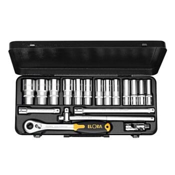Padrunvõtmete komplekt 1/2" 12-kant PIKK 18-osa 10-32 met.kohver No.770-LTIUN ELORA