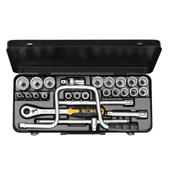 Padrunvõtmete komplekt 1/2"  6-kant 26-osa 10-32 met.kohver No.771-LMU ELORA