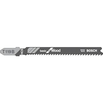Пилки для лобзика T119B  92.0 mm BASIC FOR WOOD 5tk/p BOSCH 2608630037