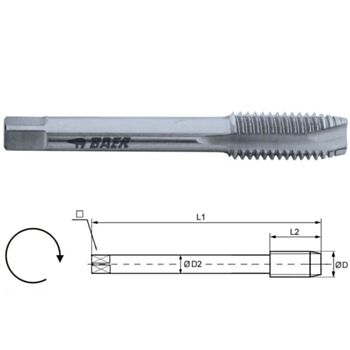 Keermepuur MASINA M16.0x2.00x 80 HSS- G Form B DIN352 110201012 BAER