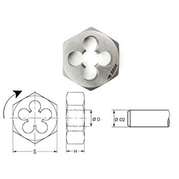 Keermelõikur HEXAGON M 8x1.25 (22x9mm) HSS DIN382 111501007 BAER