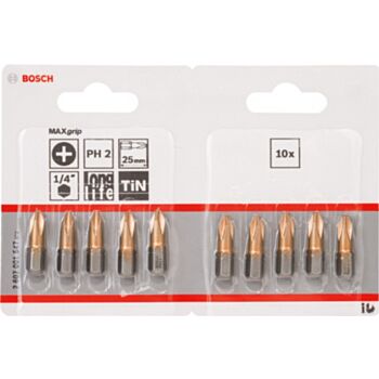 Насадки для отверток' L=25.0mm PH2 MAXgrip 10pcs/bl. BOSCH 2607001547