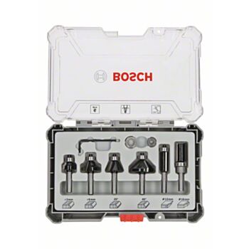 PRO kraštų lyginimo frezos antgalių rinkinys, 6 vnt. BOSCH 2607017468