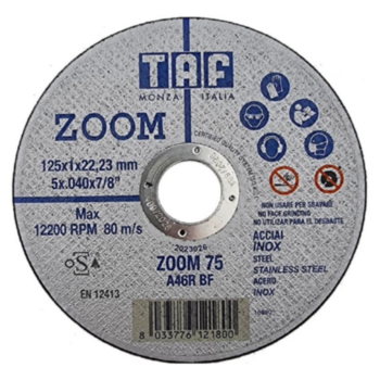 Lõikeketas 125x1.0x22 A 46R BF inox ZOOM 75 TAF