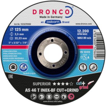 Lõikeketas 115x2.5x22 AS46T/AST inox CUT+GRIND superior DRONCO 1113270100
